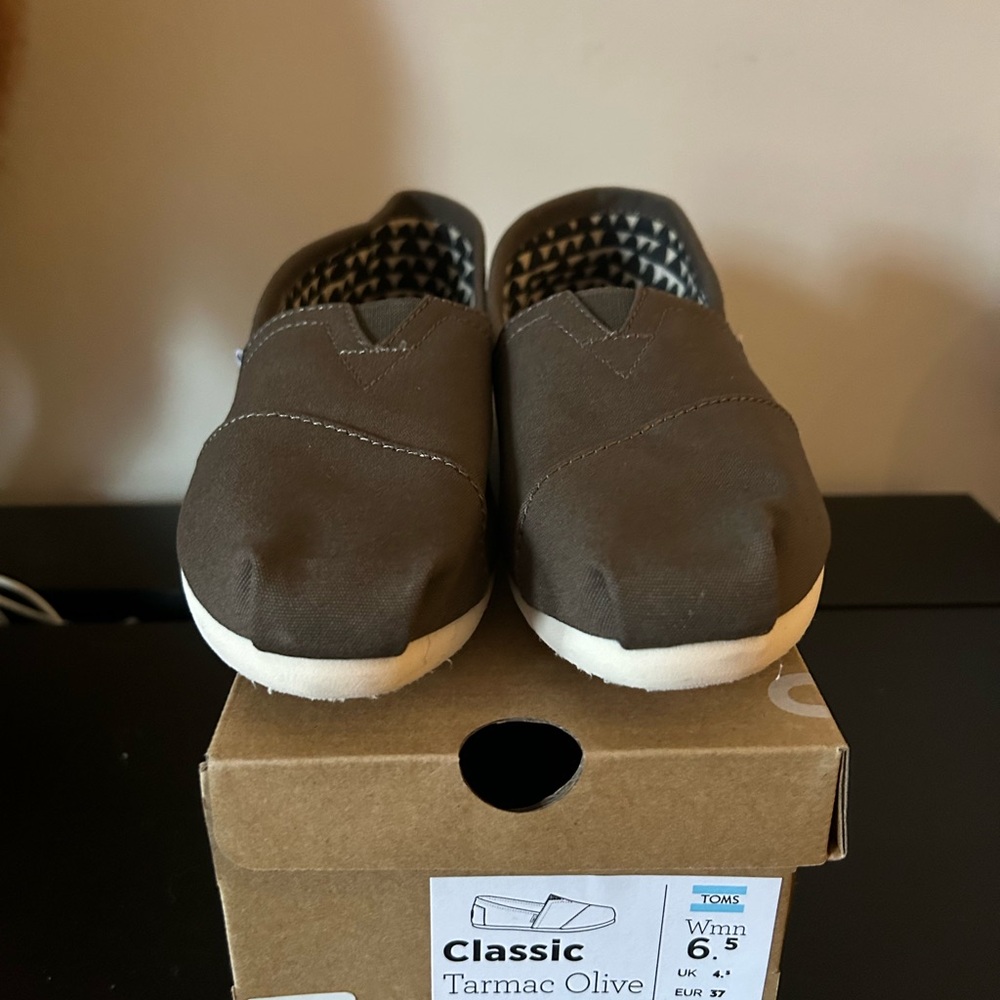 TOMS Tarmac Olive Canvas Slip-Ons